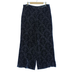 Silk Culture Wide Leg Velvet Pants Size 14 NWT Black Fleur De Lis High Waist